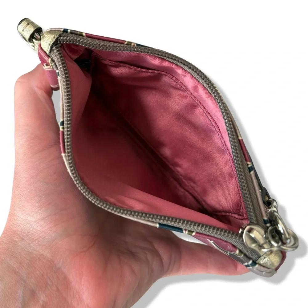 COACH Y2K Scarf Print Sateen Signature C Small Wristlet Wallet Pink SV/MC F47799 - Picture 5 of 8